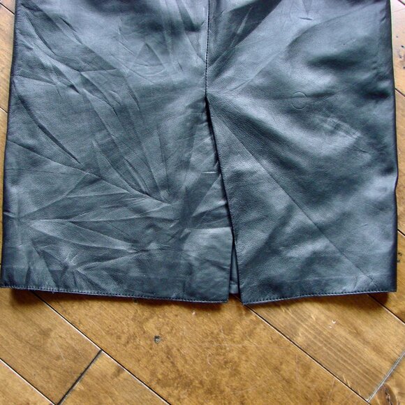 Zara Woman Black Leather Pencil Skirt Straight Lined Soft Office Size Large - Picture 14 of 16